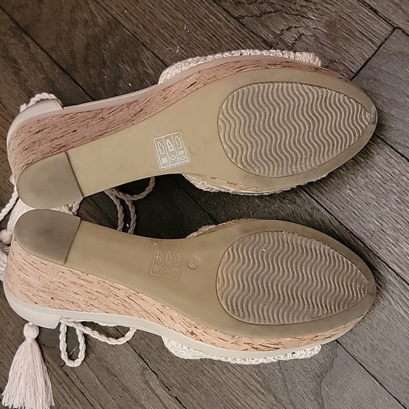 💥MODA SPANA cork wedge heel strappy embroidery Sz 9.5 - Picture 4 of 7